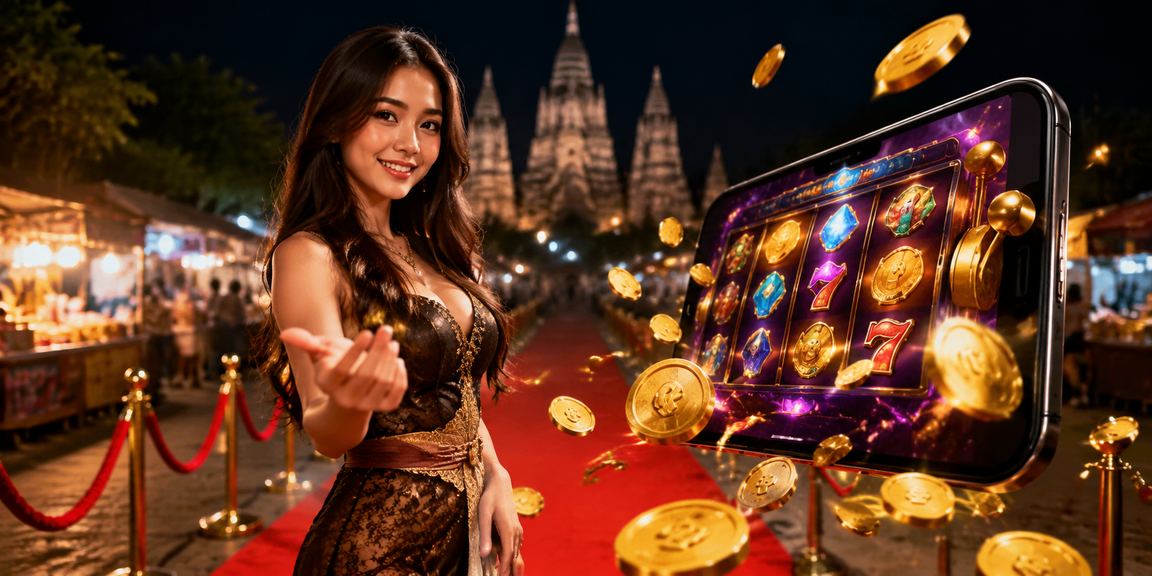 Tampilan mesin slot digital modern dengan efek neon